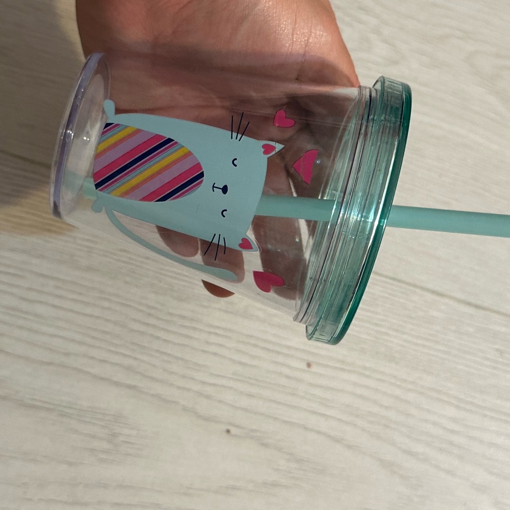New small clear blue kitten tumbler